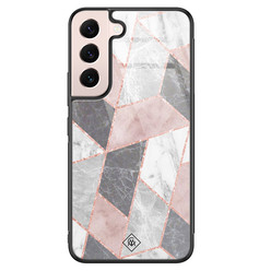 Casimoda Samsung Galaxy S22 glazen hardcase - Stone grid