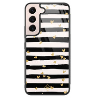 Casimoda Samsung Galaxy S22 glazen hardcase - Hart streepjes