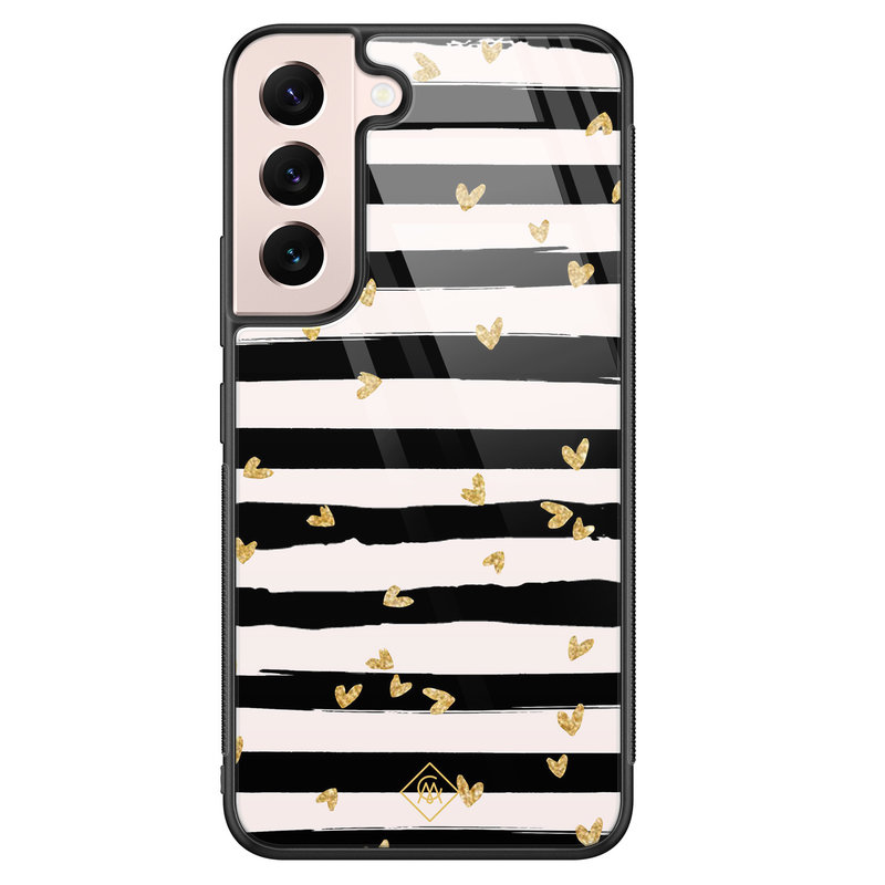 Casimoda Samsung Galaxy S22 glazen hardcase - Hart streepjes