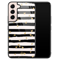 Casimoda Samsung Galaxy S22 glazen hardcase - Hart streepjes