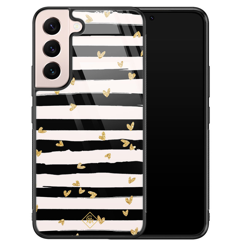 Casimoda Samsung Galaxy S22 glazen hardcase - Hart streepjes