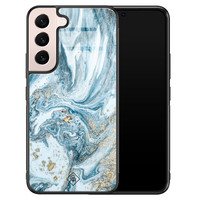 Casimoda Samsung Galaxy S22 glazen hardcase - Marble sea