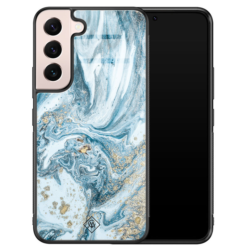 Casimoda Samsung Galaxy S22 glazen hardcase - Marble sea
