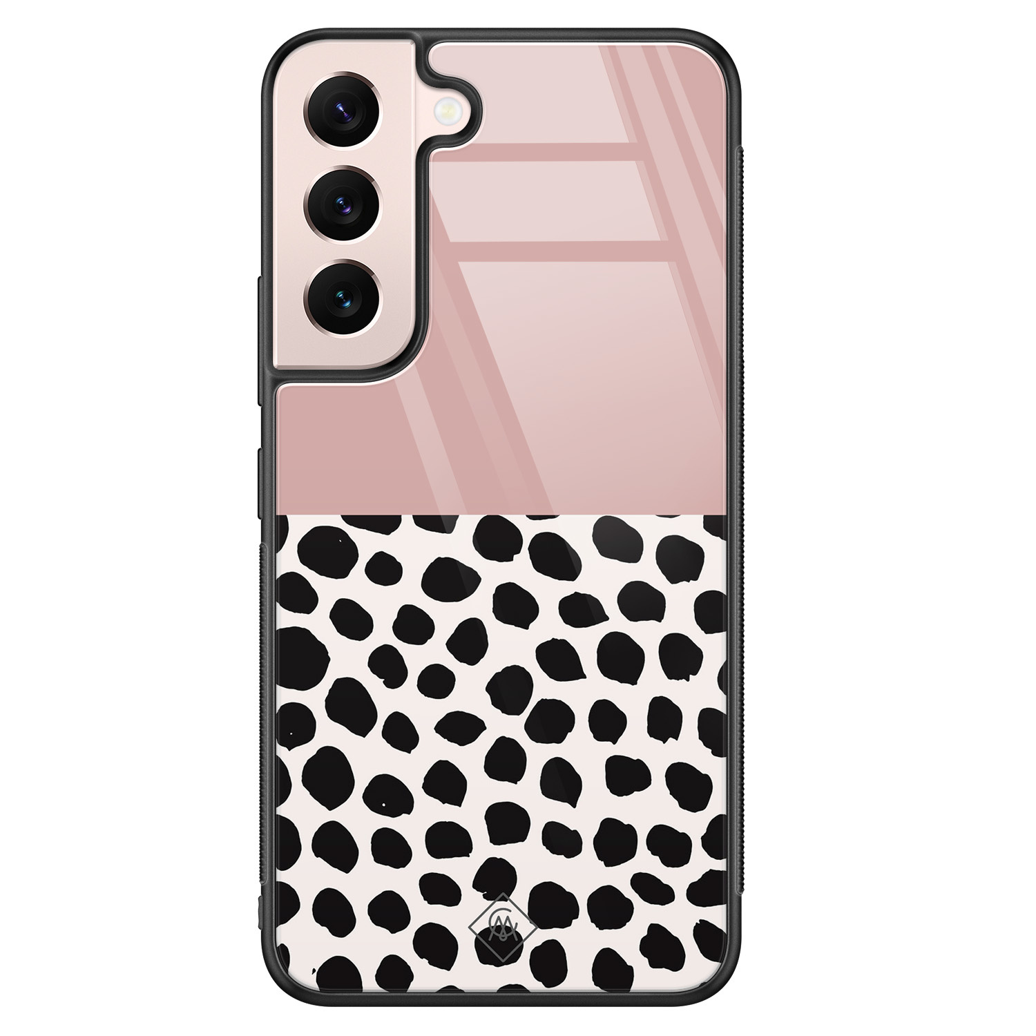 Samsung Galaxy S22 glazen hardcase Pink dots