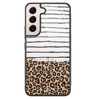 Casimoda Samsung Galaxy S22 glazen hardcase - Leopard lines