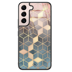 Casimoda Samsung Galaxy S22 glazen hardcase - Cubes art