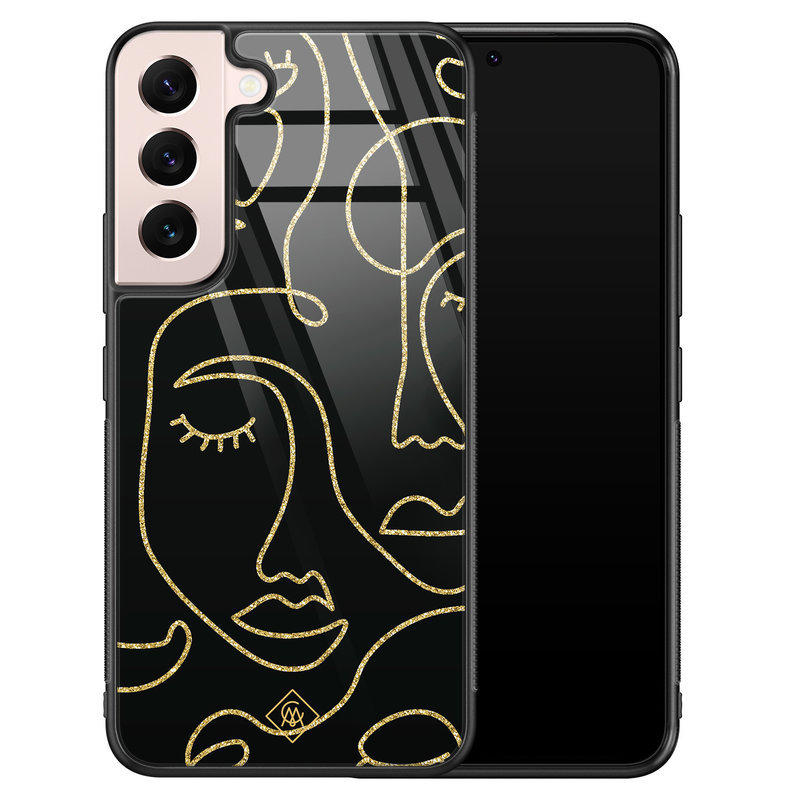 Casimoda Samsung Galaxy S22 glazen hardcase - Abstract faces