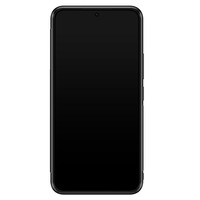 Casimoda Samsung Galaxy S22 glazen hardcase - Marmer zwart oranje