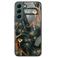 Casimoda Samsung Galaxy S22 Plus glazen hardcase - Tijger jungle