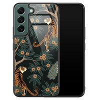 Casimoda Samsung Galaxy S22 Plus glazen hardcase - Tijger jungle