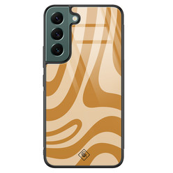 Casimoda Samsung Galaxy S22 Plus glazen hardcase - Abstract swirl geel