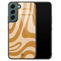 Casimoda Samsung Galaxy S22 Plus glazen hardcase - Abstract swirl geel