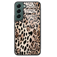 Casimoda Samsung Galaxy S22 Plus glazen hardcase - Golden wildcat