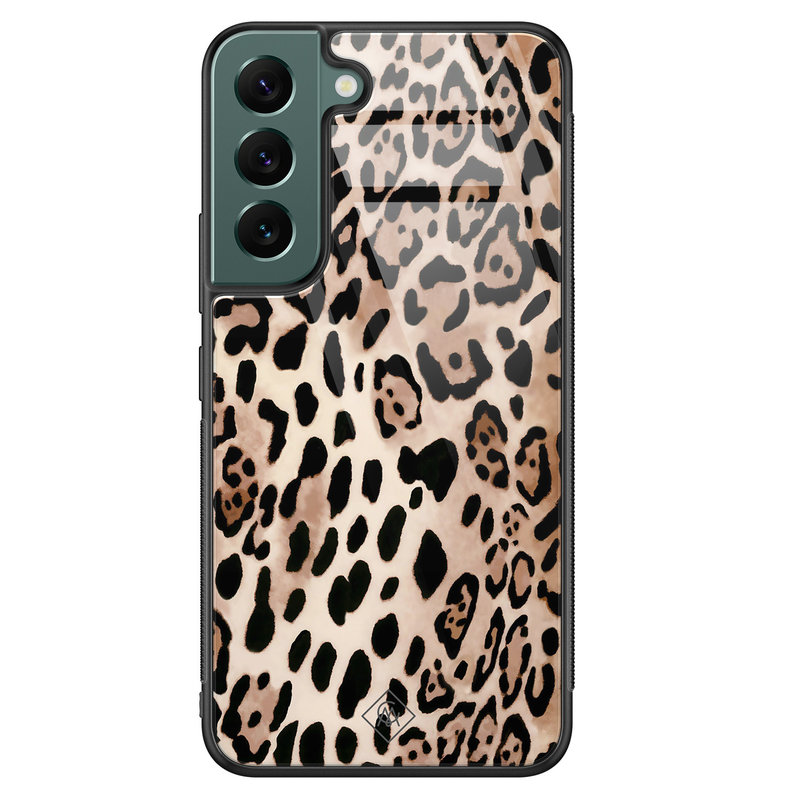 Casimoda Samsung Galaxy S22 Plus glazen hardcase - Golden wildcat