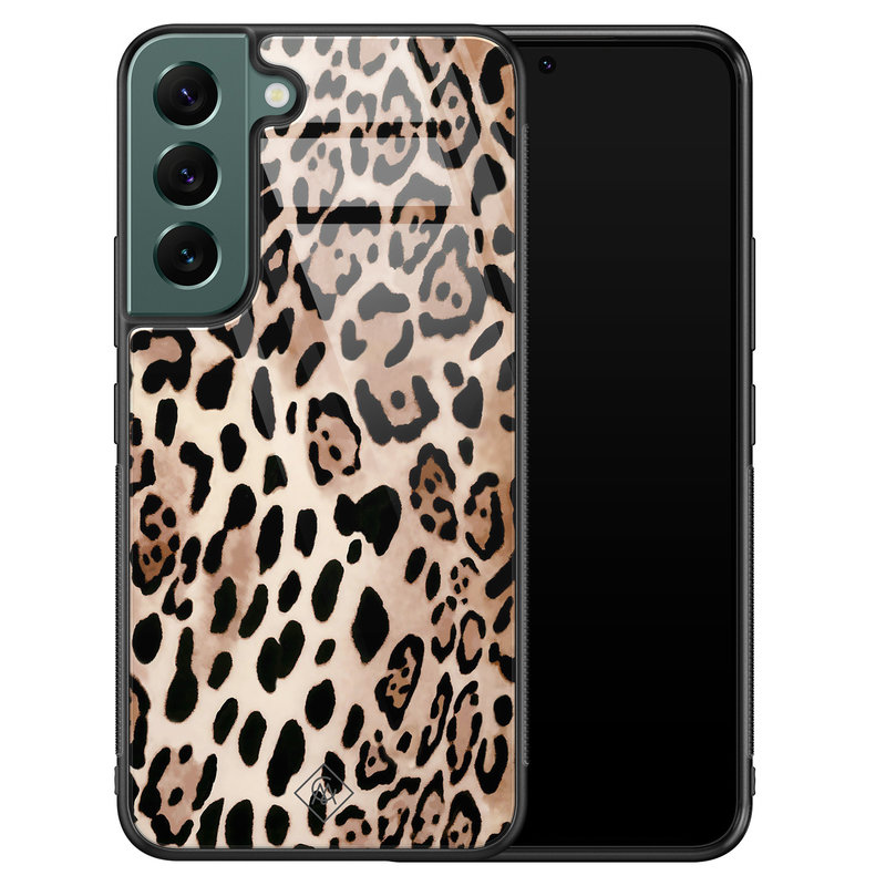 Casimoda Samsung Galaxy S22 Plus glazen hardcase - Golden wildcat