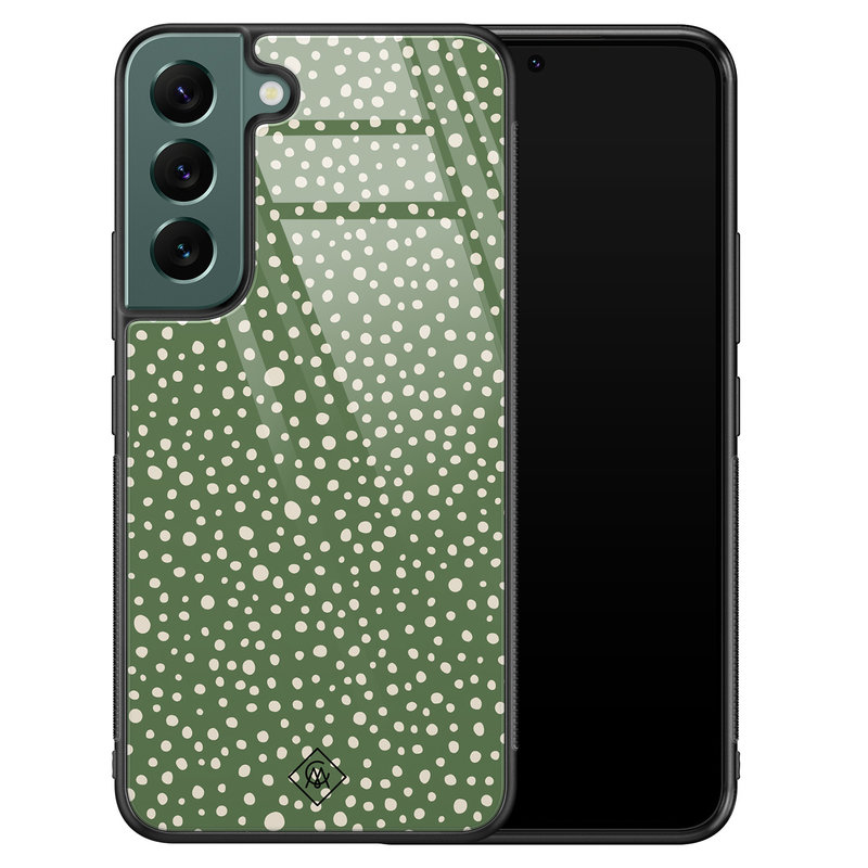 Casimoda Samsung Galaxy S22 Plus glazen hardcase - Green dots