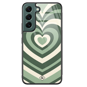 Casimoda Samsung Galaxy S22 Plus glazen hardcase - Hart swirl groen
