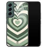 Casimoda Samsung Galaxy S22 Plus glazen hardcase - Hart swirl groen
