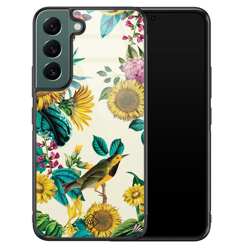 Casimoda Samsung Galaxy S22 Plus glazen hardcase - Sunflowers