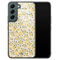 Casimoda Samsung Galaxy S22 Plus glazen hardcase - Yellow garden