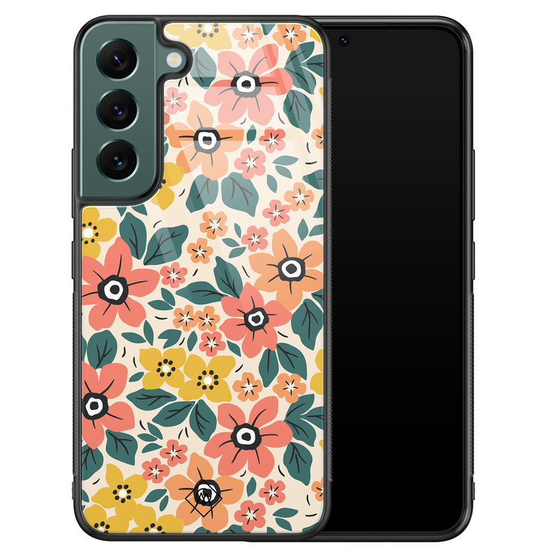 Casimoda Samsung Galaxy S22 Plus glazen hardcase - Blossom