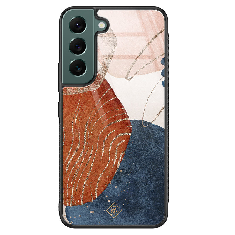 Casimoda Samsung Galaxy S22 Plus glazen hardcase - Abstract terracotta