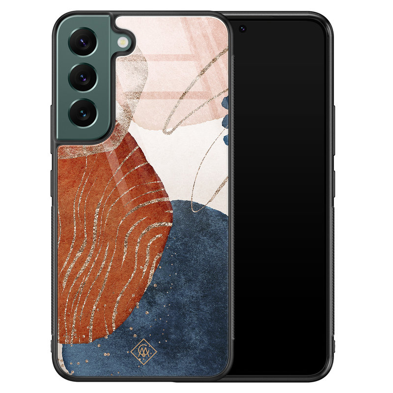 Casimoda Samsung Galaxy S22 Plus glazen hardcase - Abstract terracotta