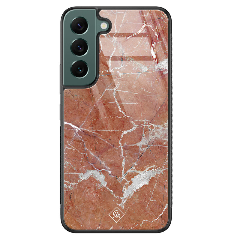 Casimoda Samsung Galaxy S22 Plus glazen hardcase - Marble sunkissed