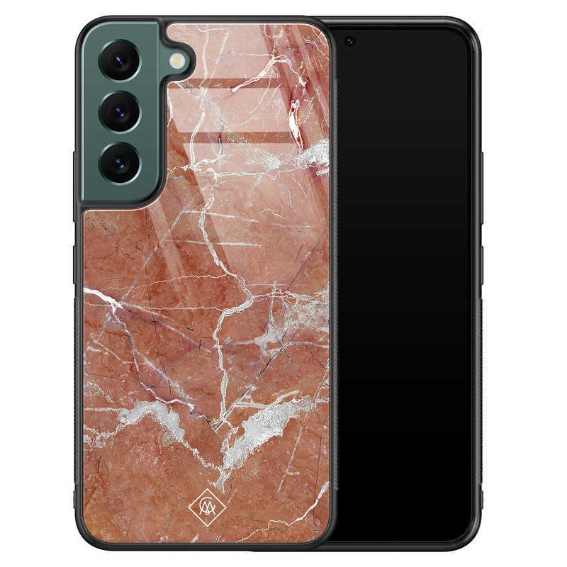 Casimoda Samsung Galaxy S22 Plus glazen hardcase - Marble sunkissed