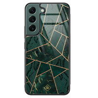 Casimoda Samsung Galaxy S22 Plus glazen hardcase - Abstract groen