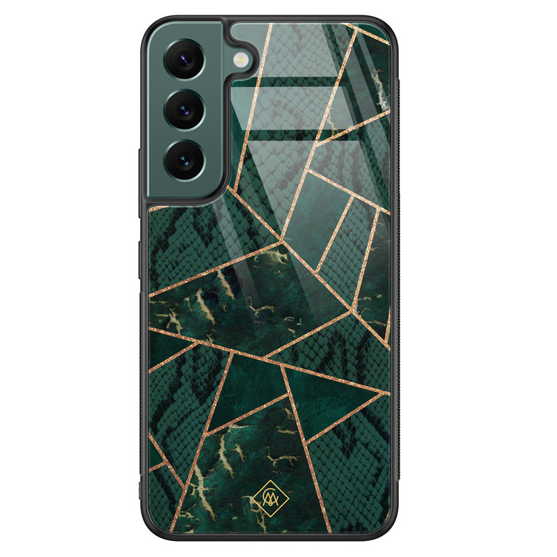 Casimoda Samsung Galaxy S22 Plus glazen hardcase - Abstract groen