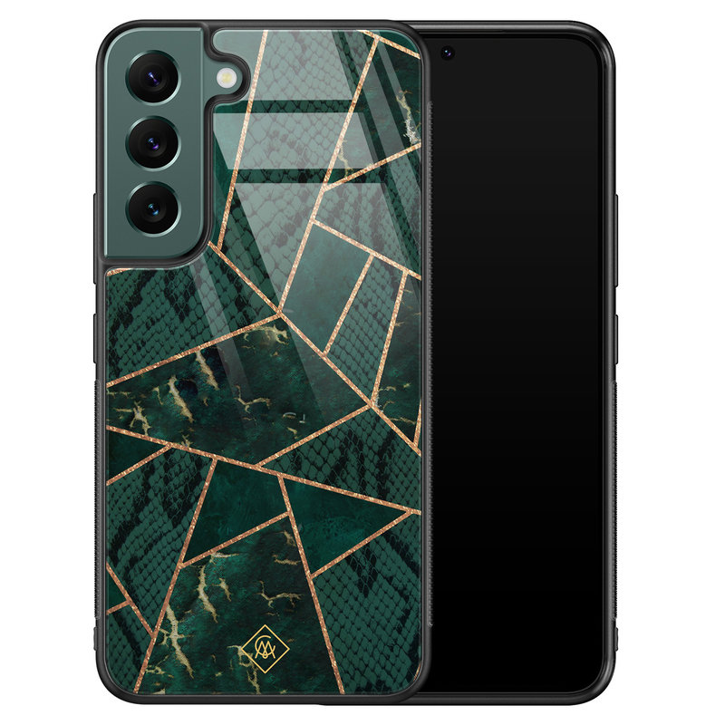 Casimoda Samsung Galaxy S22 Plus glazen hardcase - Abstract groen