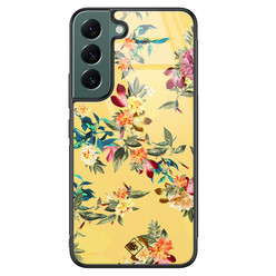 Casimoda Samsung Galaxy S22 Plus glazen hardcase - Florals for days