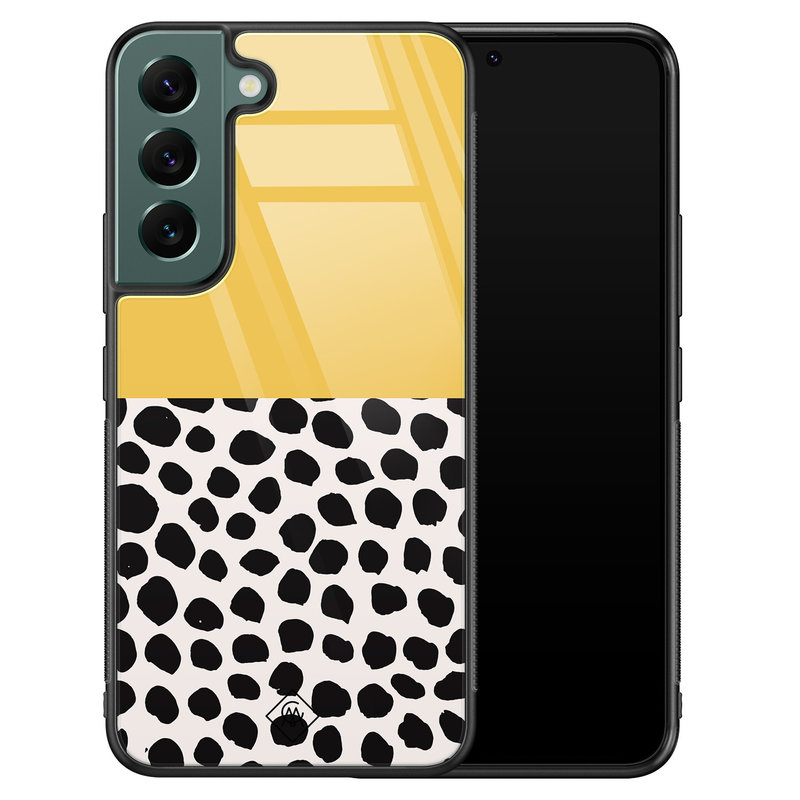 Casimoda Samsung Galaxy S22 Plus glazen hardcase - Abstract geel