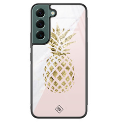 Casimoda Samsung Galaxy S22 Plus glazen hardcase - Ananas