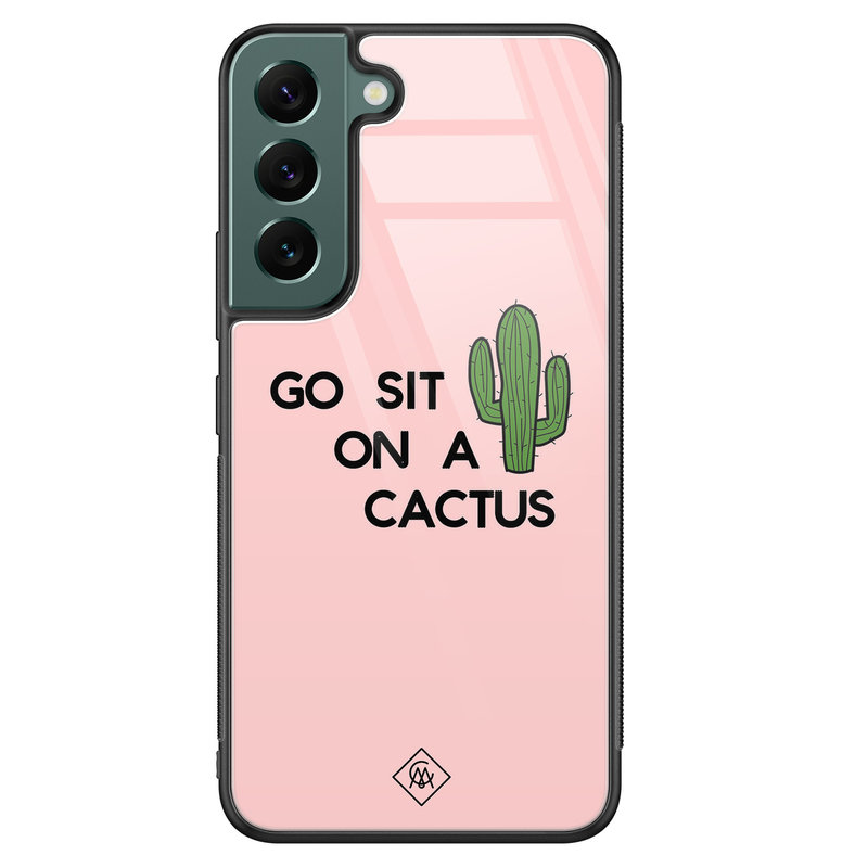 Casimoda Samsung Galaxy S22 Plus glazen hardcase - Go sit on a cactus