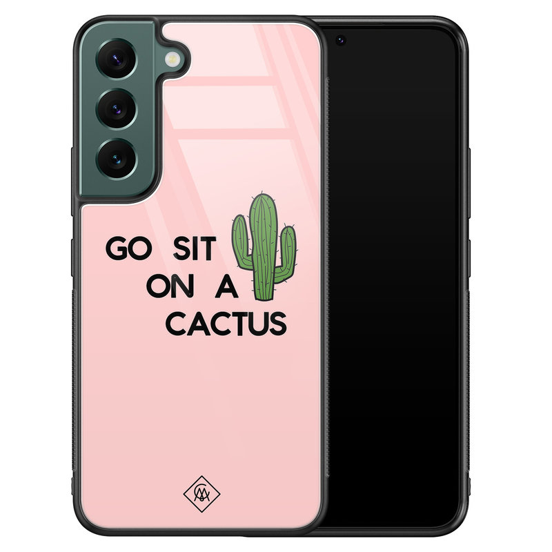 Casimoda Samsung Galaxy S22 Plus glazen hardcase - Go sit on a cactus