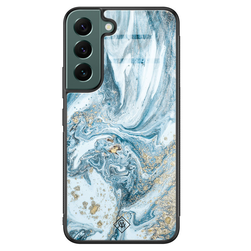 Casimoda Samsung Galaxy S22 Plus glazen hardcase - Marble sea