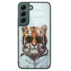 Casimoda Samsung Galaxy S22 Plus glazen hardcase - Tijger wild