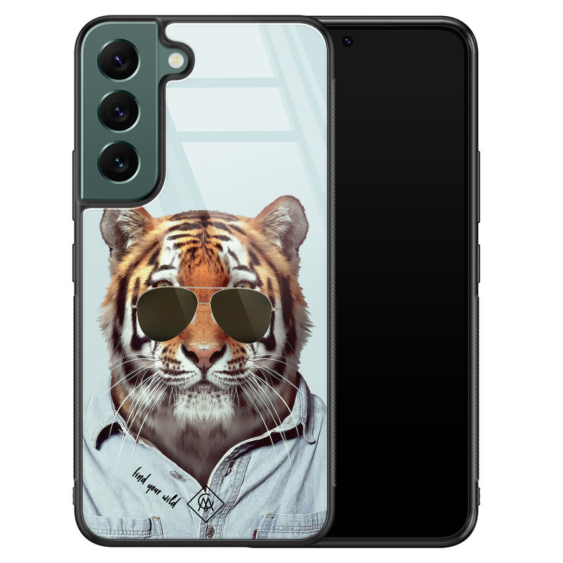 Casimoda Samsung Galaxy S22 Plus glazen hardcase - Tijger wild