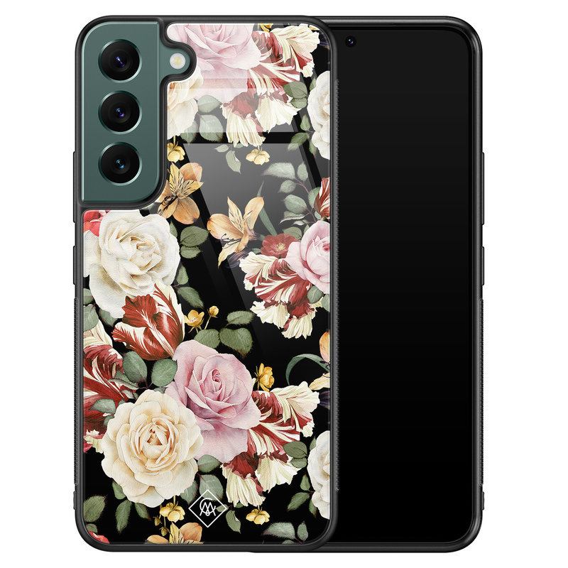 Casimoda Samsung Galaxy S22 Plus glazen hardcase - Flowerpower