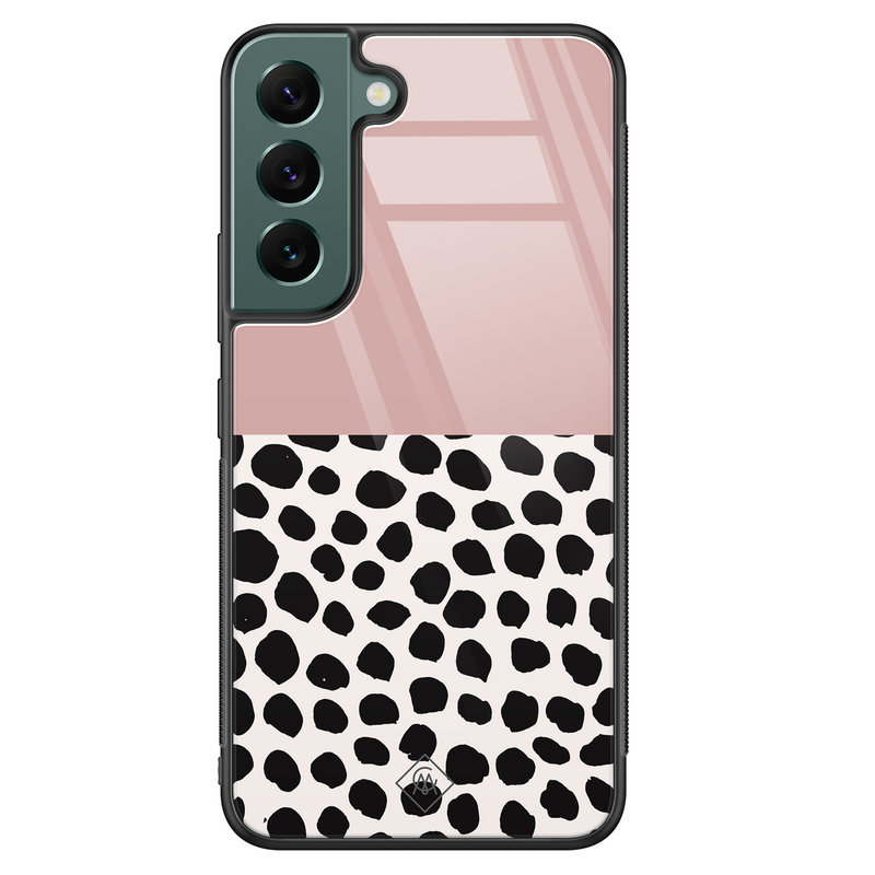 Casimoda Samsung Galaxy S22 Plus glazen hardcase - Pink dots