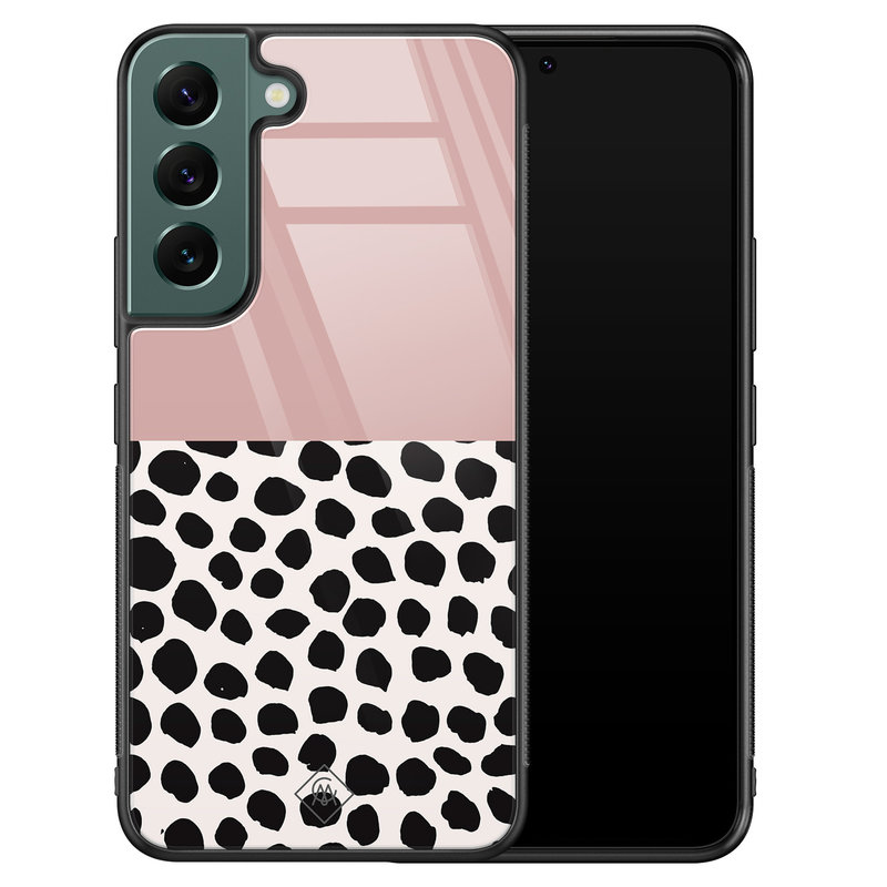 Casimoda Samsung Galaxy S22 Plus glazen hardcase - Pink dots