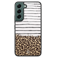 Casimoda Samsung Galaxy S22 Plus glazen hardcase - Leopard lines