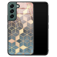 Casimoda Samsung Galaxy S22 Plus glazen hardcase - Cubes art