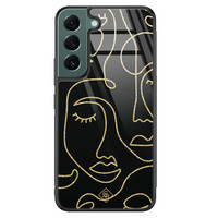 Casimoda Samsung Galaxy S22 Plus glazen hardcase - Abstract faces