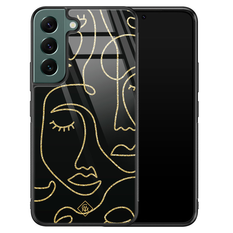 Casimoda Samsung Galaxy S22 Plus glazen hardcase - Abstract faces