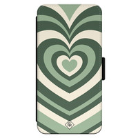 Casimoda iPhone 13 flipcase - Hart swirl groen