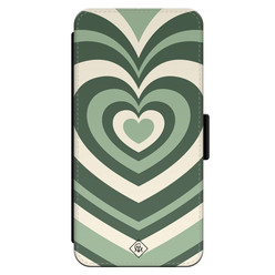 Casimoda iPhone 13 flipcase - Hart swirl groen