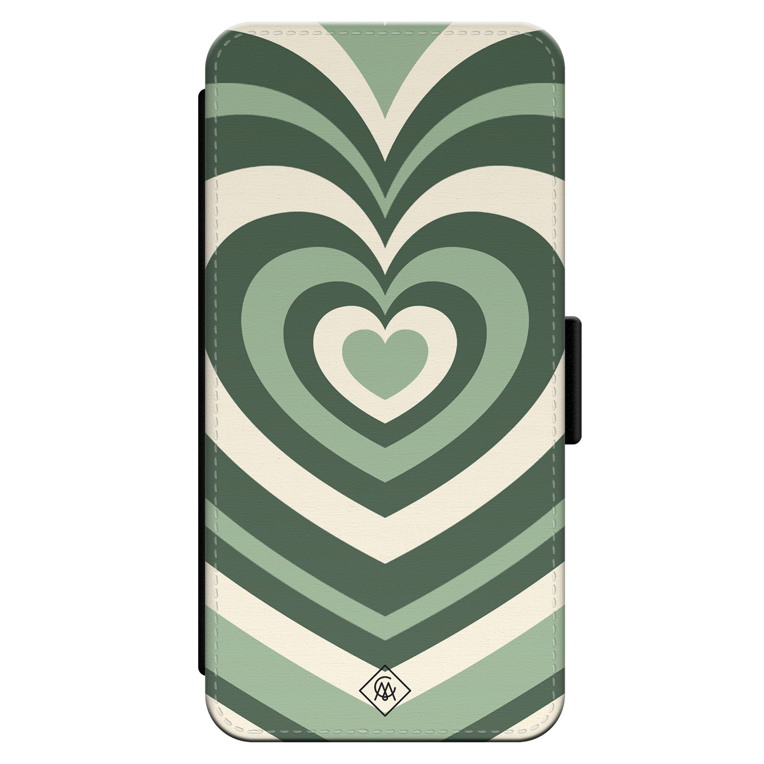 iPhone 13 flipcase - Hart swirl groen